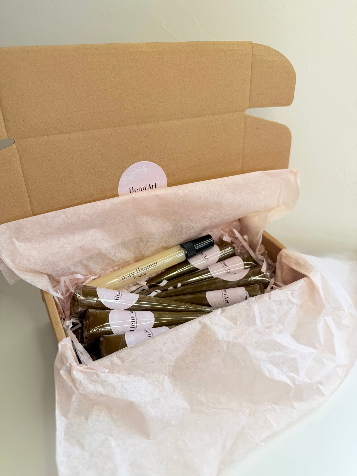 BOX 10/20 cônes henné + spray fixateur pailleté 10ML